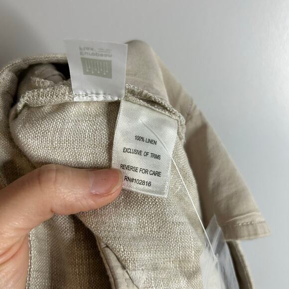 NWT Garnet Hill Classic Linen Trouser Pants Women’s 4P Sand Natural Tan Beachy - Picture 4 of 10